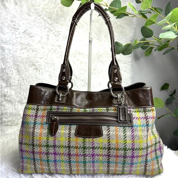 Coach 2010 Penelope Tattersall Plaid Wood Satchel F15456 - Picture 1 of 11
